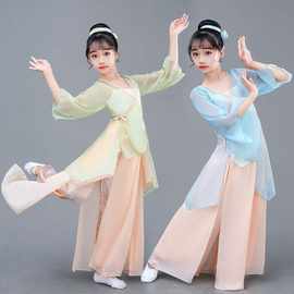 儿童古典舞练功服表演服洋气演出服身韵飘逸薄款中国古风纱衣套装