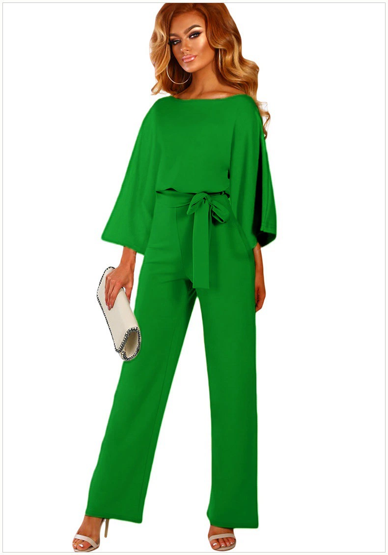 Комбинезон (Langolian) — женский с длинными рукавами, широкие штаны, пояс демисезонный