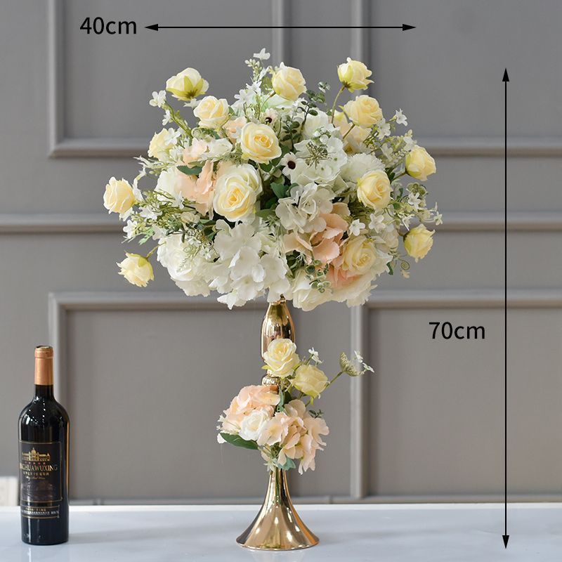 샴페인 컬러의 대형 황금색 꽃 그릇