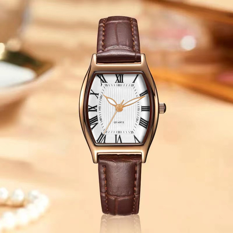 Tiktok Kuaishou popular popular fashion wine bucket Roman scale luminous pointer women's belt waterproof quartz watch