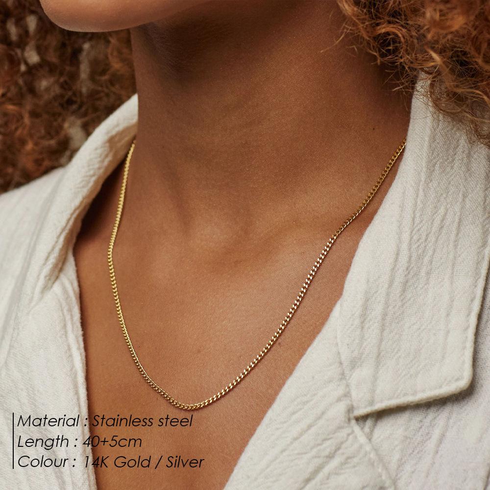 Lina Girl St.delan Cubaanse ketting voor mannen en vrouwen, roestvrijstalen halsketting, klassiek en veelzijdig, 14k verguld, choker, grensoverschrijdende groothandel_voghion.com