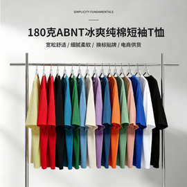 直播爆款180g韩版ABNT圆领冰爽纯棉宽松休闲短袖T恤DIY刺绣印字图