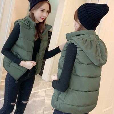 2023 Otoño e Invierno oferta especial Chaleco de algodón Mujer estudiante corto estilo coreano desmontable con capucha Chaleco de algodón más tamaño abrigo image 9