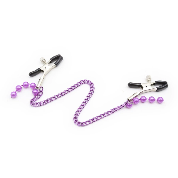 Black milk cord with purple chain bead chain