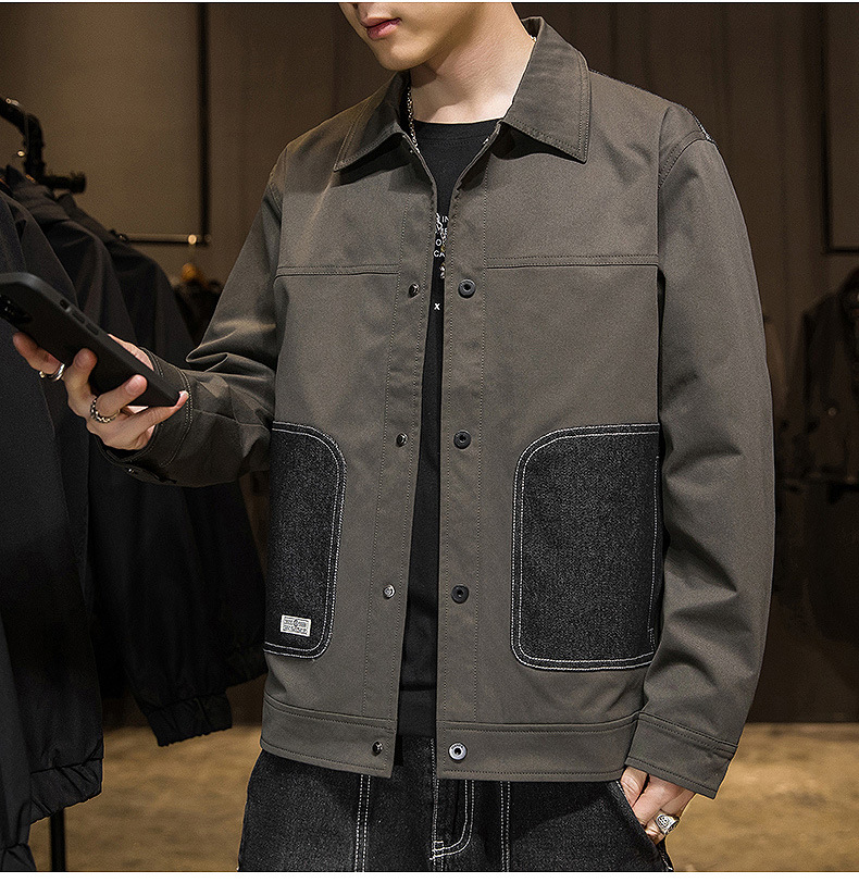 Stagione primaverile e autunnale 2024 Nuove giacche con colletto ribaltabile Top slim fit edizione coreana per tendenza cappotto sottile casual da uomo_voghion.com