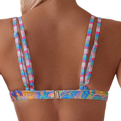European and American style swimsuit 2025 printed two-strap sexy bikini beach hot spring swimwear women's top