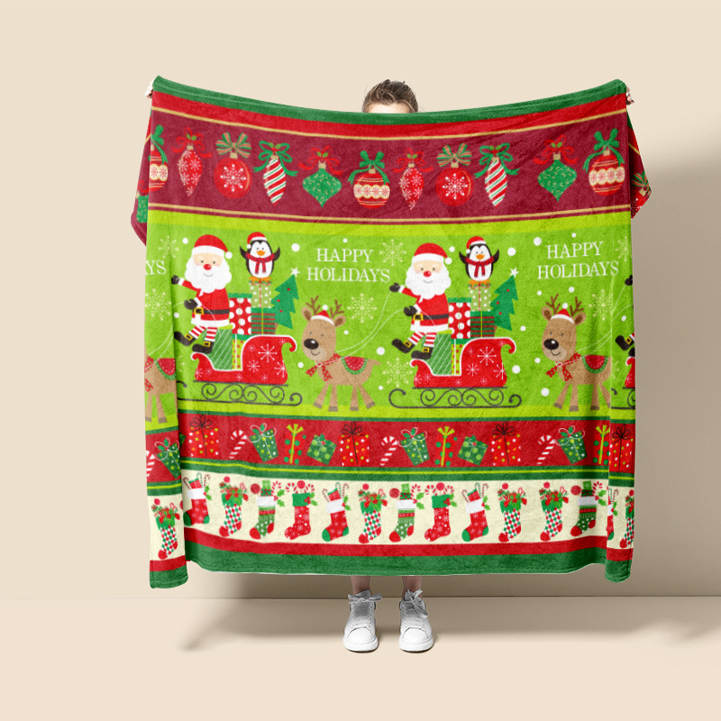 Navidad europea impresión digital franela mantas sofá suave mantas cálidas grandes cómodas al por mayor