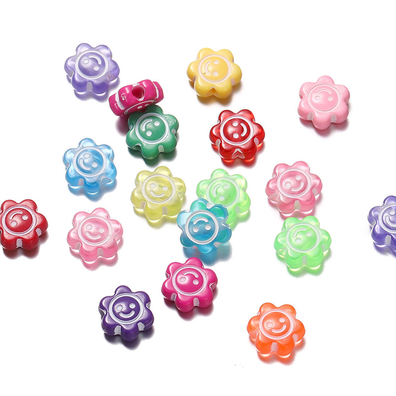アクリル四角い笑顔ビーズ花ビーズdiy子供携帯電話チェーンビーズ材料アクセサリー|undefined