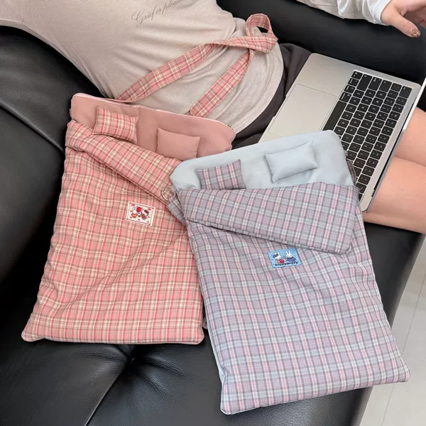 Duvet Pillow iPad Tablet Bag Plaid Double-Layer Zipper Computer Shoulder Bag Laptop Bag 11inch 13inch