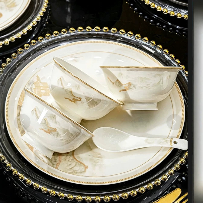 Rice Bowl Gift Dishes Full Set Of Jingdezhen High-grade Large Bowl...