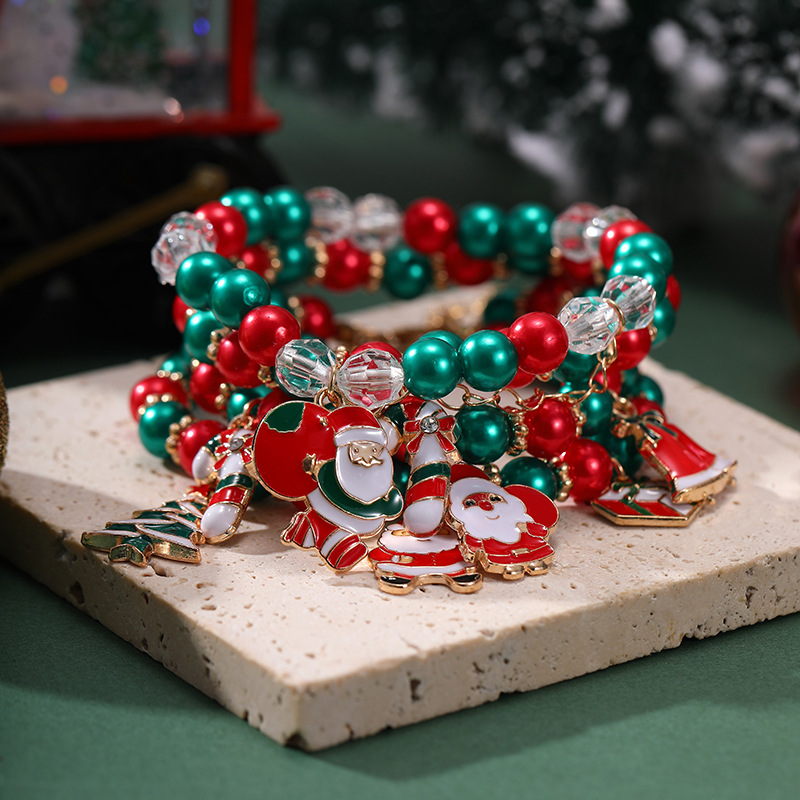 Europa y los Estados Unidos de la minería transfronteriza regalos de Navidad con cuentas cartas pulseras elásticas con cuentas pulseras de árbol de Navidad pulseras