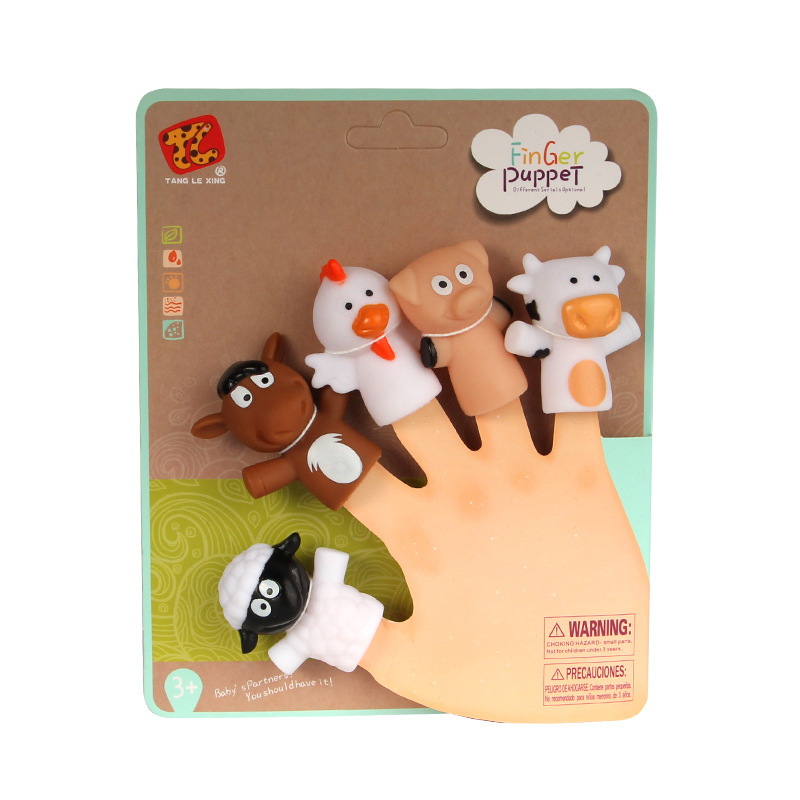 搪胶手指玩偶动物公仔卡通玩具亲子互动儿童益智玩具电商跨境新品