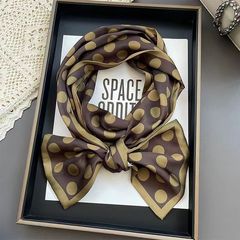 韓版春秋新款祖母綠長條絲巾女豹紋配襯衫領巾時尚髮帶飄帶綁包包