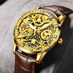 男士手錶皮帶男表學生表品牌防水簡約商務真皮石英表潮表