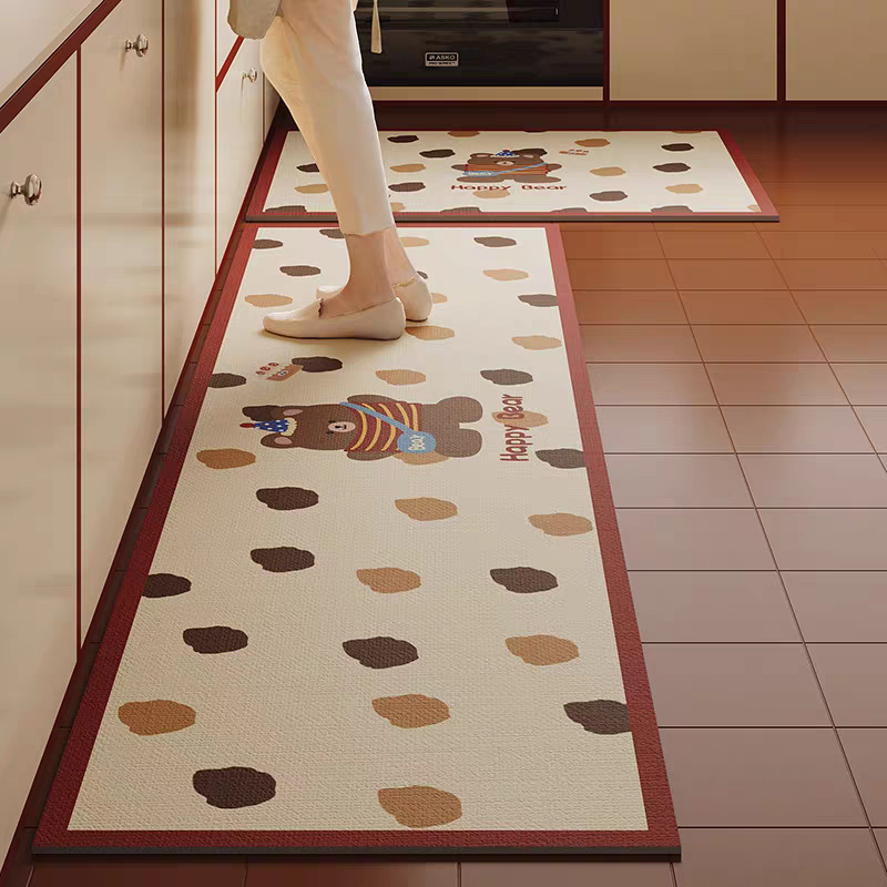 Cross-Border Hot-Selling Cute Home Kitchen Absorbent Mat Diatom Mud Oil-Absorbing Non-Slip Floor Mat Two-Piece Set No-Wash and Stain-Resistant