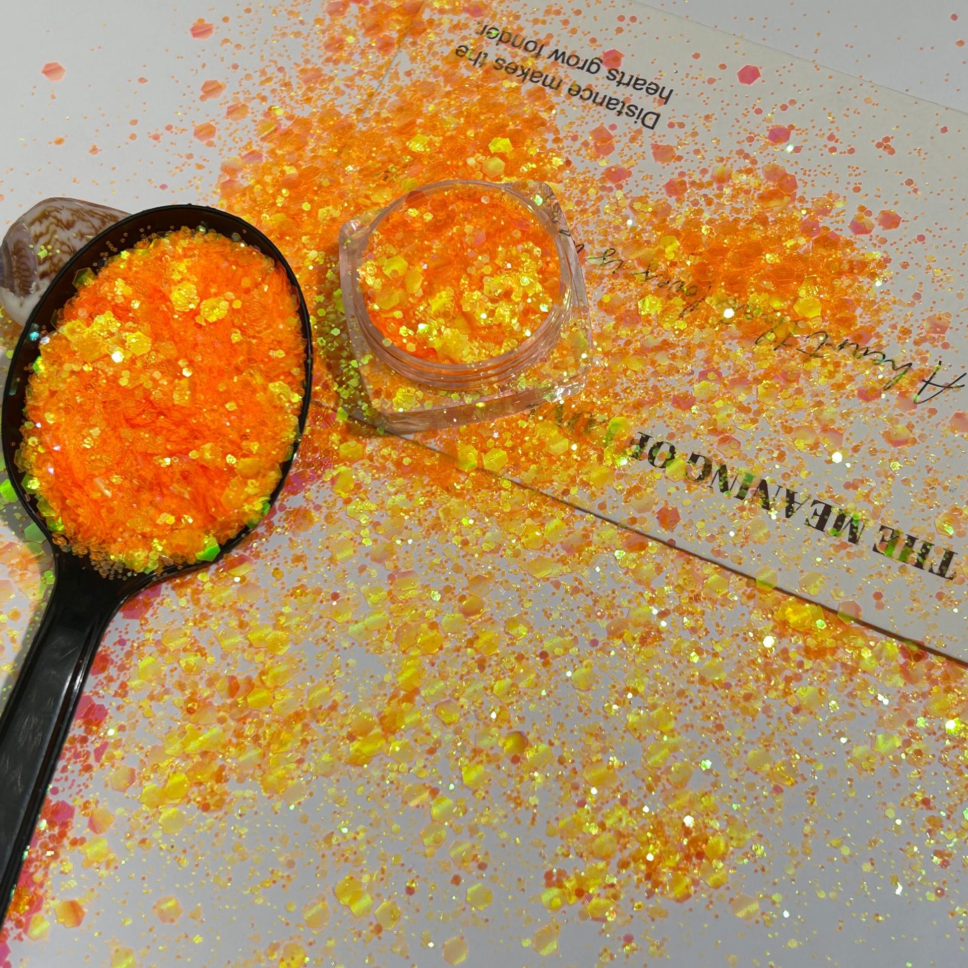 Golden Iridescent Polarized Semi-Transparent Sparkling Nail Art Glitter Transparent DIY Handmade Resin Decoration Nail Stickers