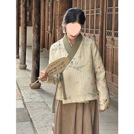 国风小棉袄中式棉服短款复古改良版汉服外套夹棉轻薄棉衣女款冬季