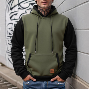Cross-Border Winter New Men's Hoodie Sweatshirt Loose Pullover Fleece-Lined European and American Men's Sports Casual Jacket