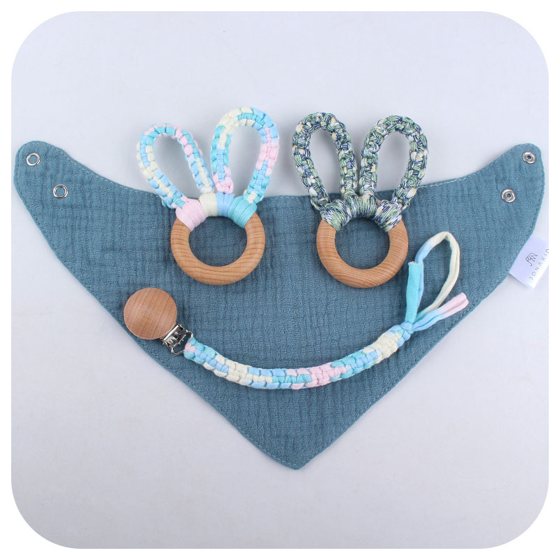 Suministros para bebés Clip de pezón de haya DIY bebé creativo tejido a mano color mezclado pezón cuerda cadena anti-caída