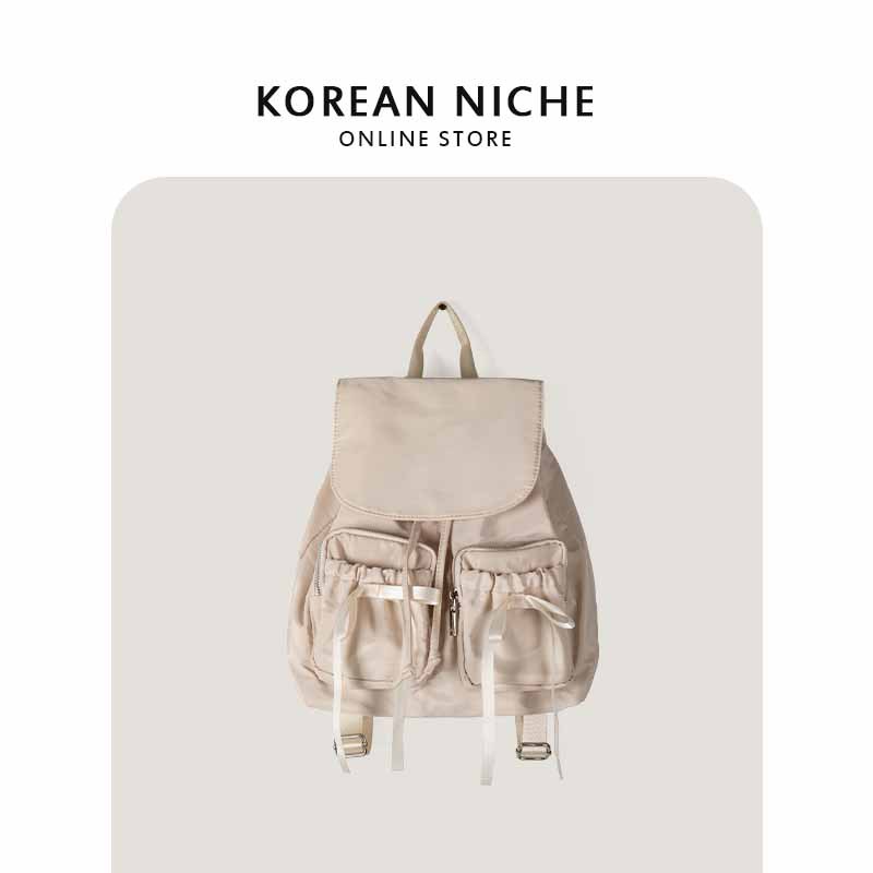 Koreanische Version des neuen Ins-Stils mit süßer Schleife, leichter Pendelrucksack aus Nylon-Canvas mit großer Kapazität_voghion.com