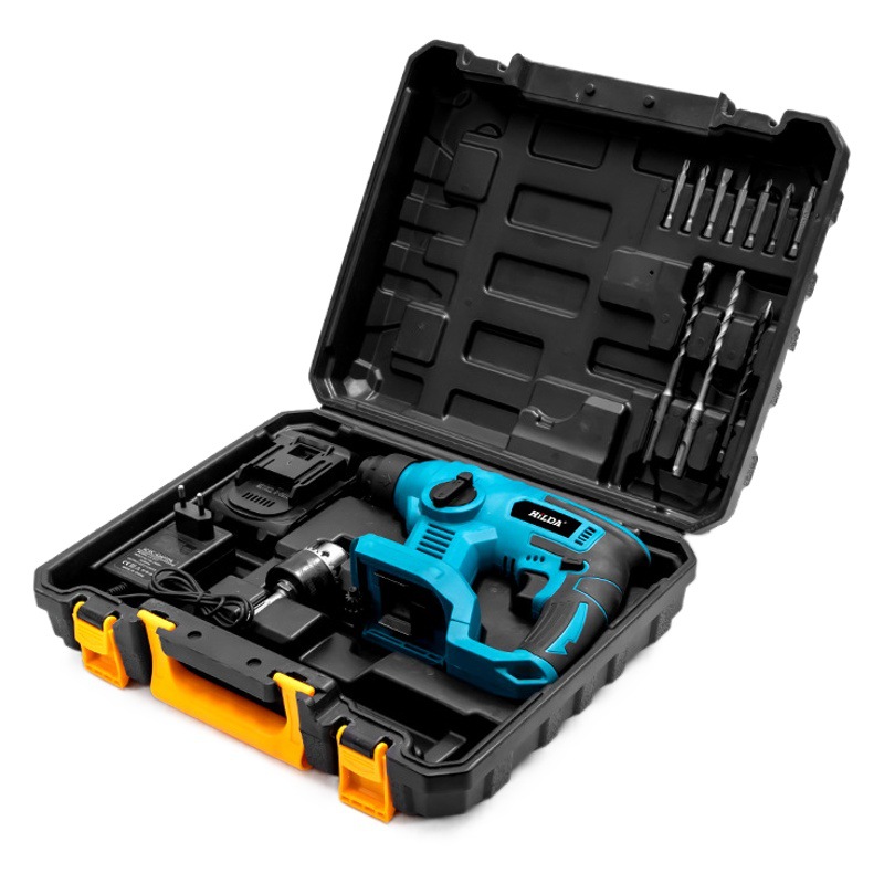 Taladro percutor eléctrico de litio HILDA/Hilda para perforar agujeros en paredes y instalar tornillos de expansión en hormigón, herramienta eléctrica.