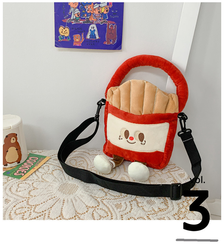 Women's Small Plush French Fries Cute Zipper Handbag display picture 3