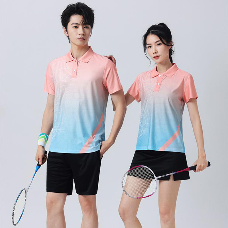 Badminton Suit Sports Suit for Adults and Kidsren Lapel Table Tennis Training Suit Quick-Drying Suit Tennis Team Suit Polo Shirt