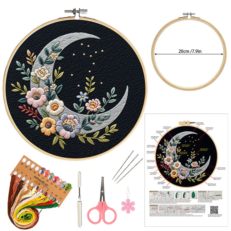 Nuevo producto original europeo bordado DIY material paquete luna dorada flores de abejas Inglés aguja Francia comercio exterior transfronterizo