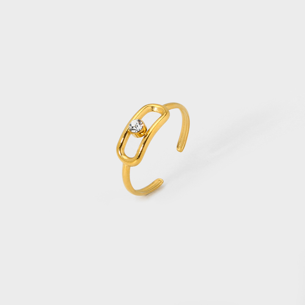 Brand fashionable universal square ring with zircon stainless steel