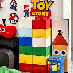 かわいいレゴ積み木引き出し型収納ボックスリビングルーム小さなコーヒーテーブルサイドテーブルスナック収納アーティファクトオーバーレイ収納ボックス