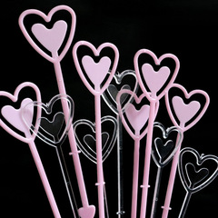 23長花束塑料短插簽賀卡卡片夾鮮花愛心插卡夾花籃插杆花店用品