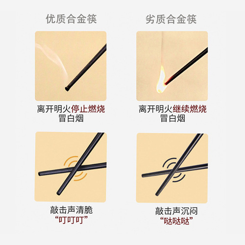 Habo Japanese-style pointed alloy chopsticks 10 pairs of restaurant commercial sushi simple hotel home new family