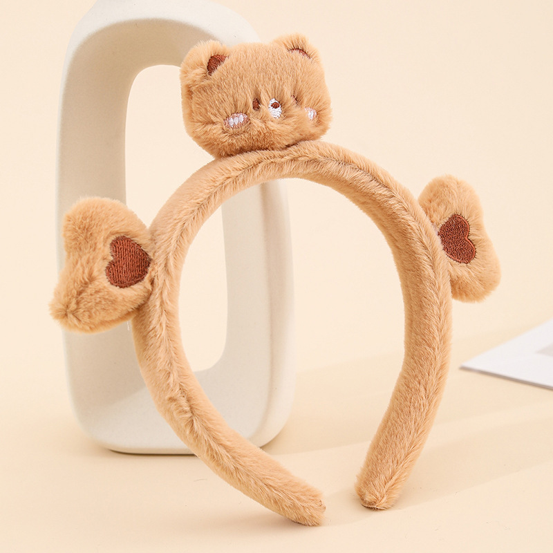 Otoño y invierno de peluche de jade de dibujos animados lavarse la cara correa de cabello adorable oso color combinación correa de cabello de muñeca impermeable adornamientos de cabello al por mayor