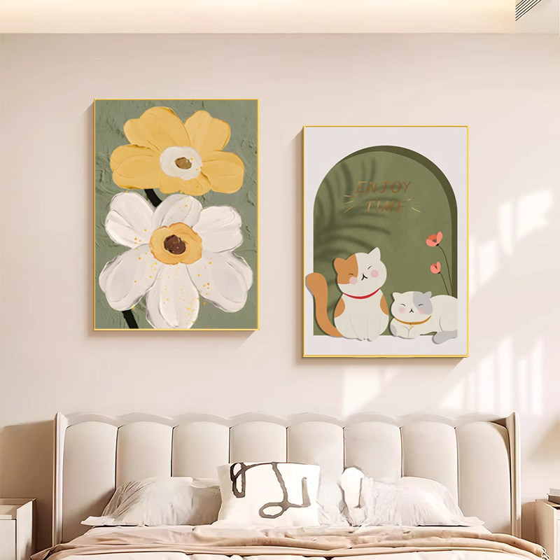 原木奶油风客厅卧室装饰画主沙发床头挂画法式玫瑰人物客厅墙壁画