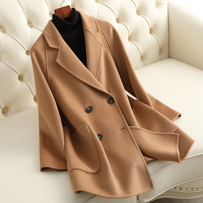 Double-sided cashmere coat women's long short short 2023 autumn and winter new small fragrant style wool coat women's wholesale