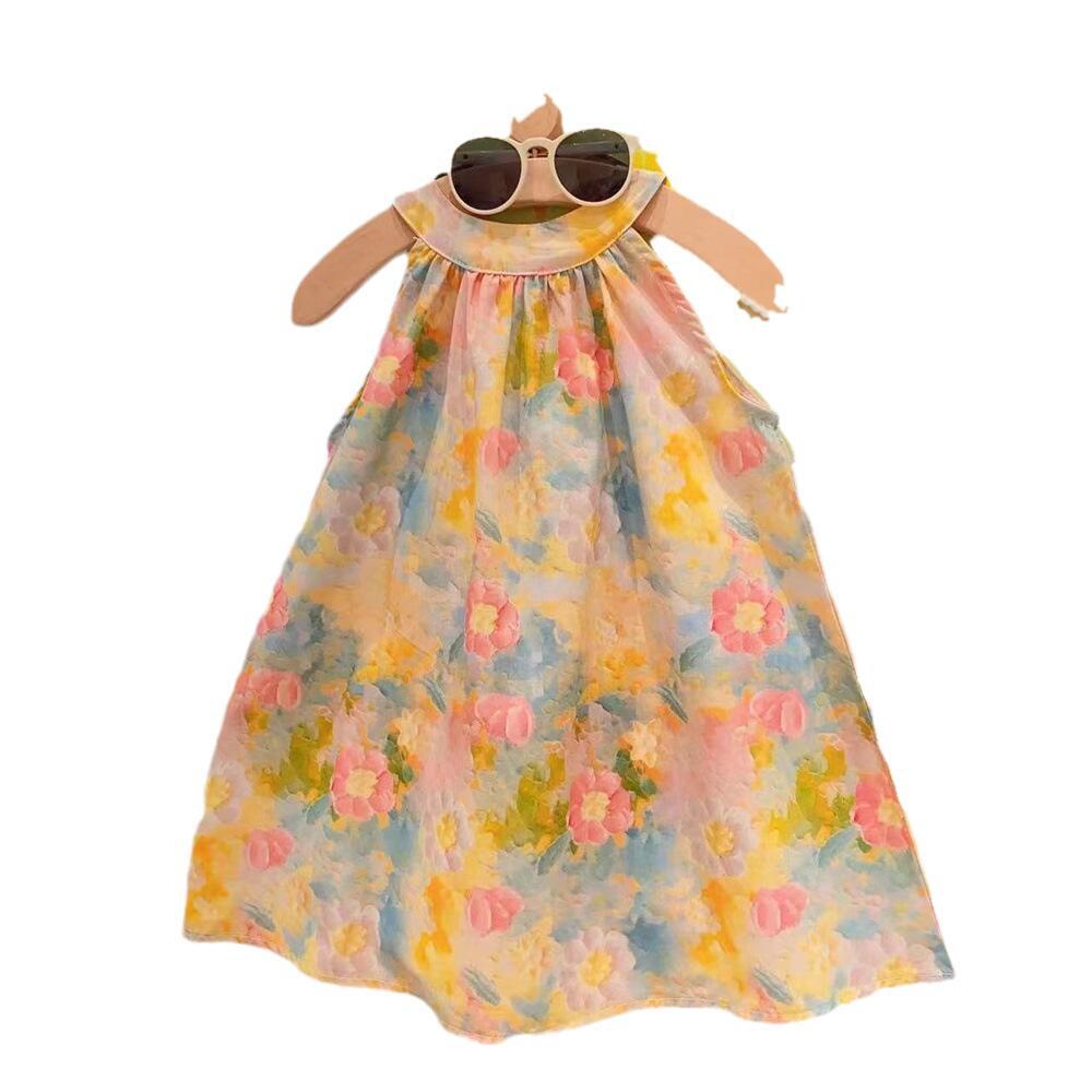 Xianning Seven Girls Optimización de flores Cuello redondo Vestido de chaleco de princesa de estilo occidental 2023 Falda de tirantes floral de verano