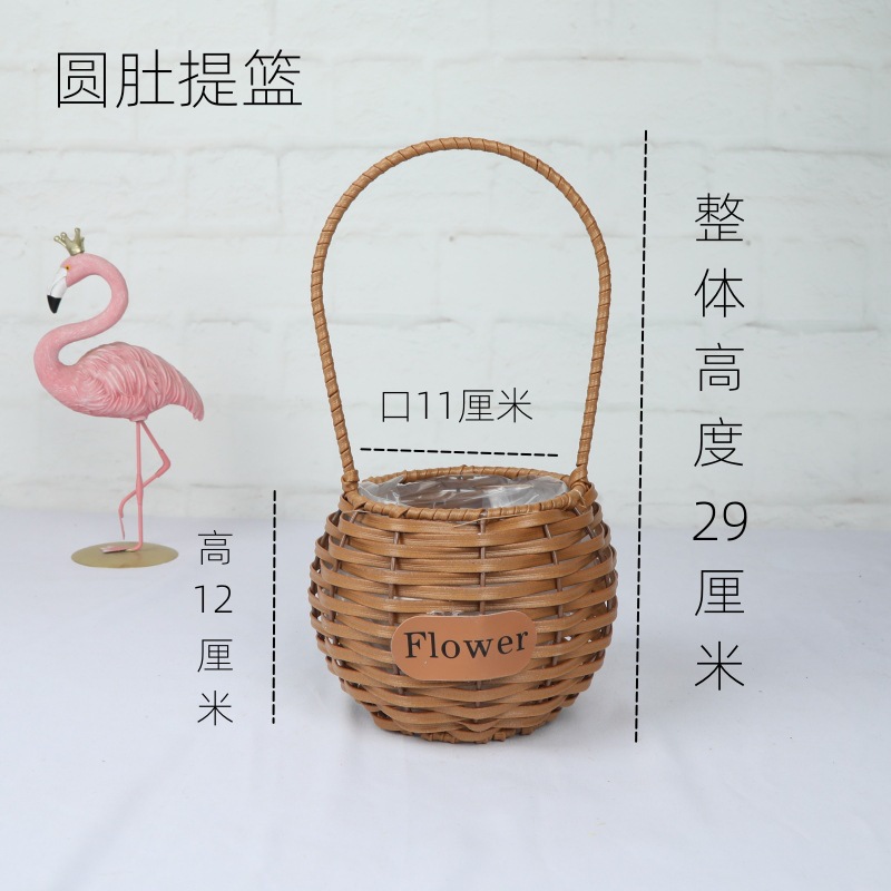 Cestas de flores de caña tejidas a mano canasta de mano pastoral creativa Qixi Festival de caña floral decorativa canasta huevo