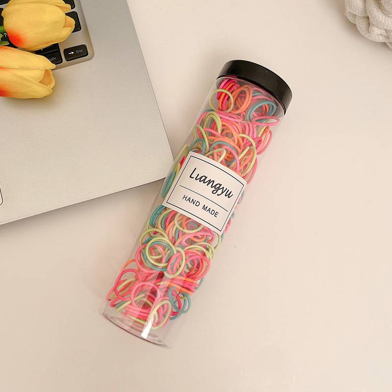 Anillo de cabello de color caramelo para niños no daña correa de cabello bebé cuerda de cabello niñas lindas cubiertas de cabello de cuero de pimples