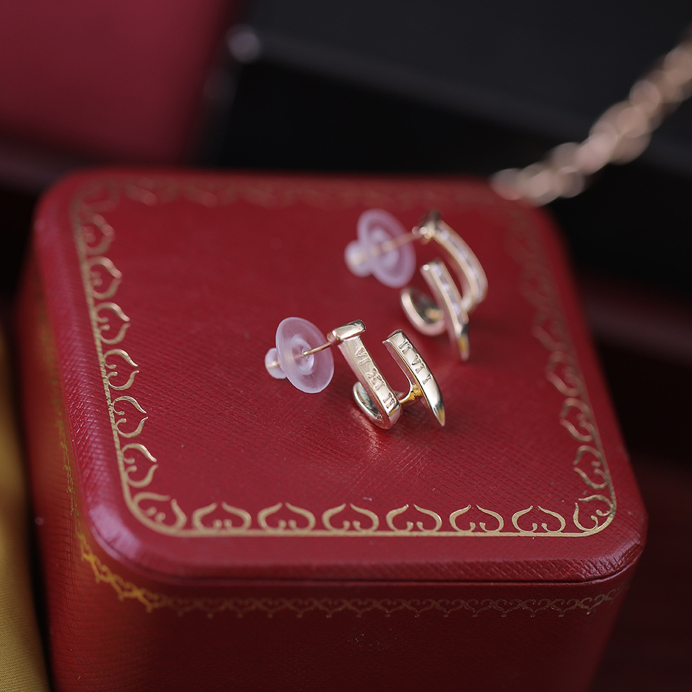 Nail Spike Drop Earrings With Zirconia Micro Inlay In Gold Plated_voghion.com