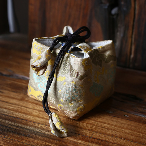 Brocade tea set bag, pot bag, teapot quick cup, covered bowl, male cup, cotton drawstring fabric storage bag