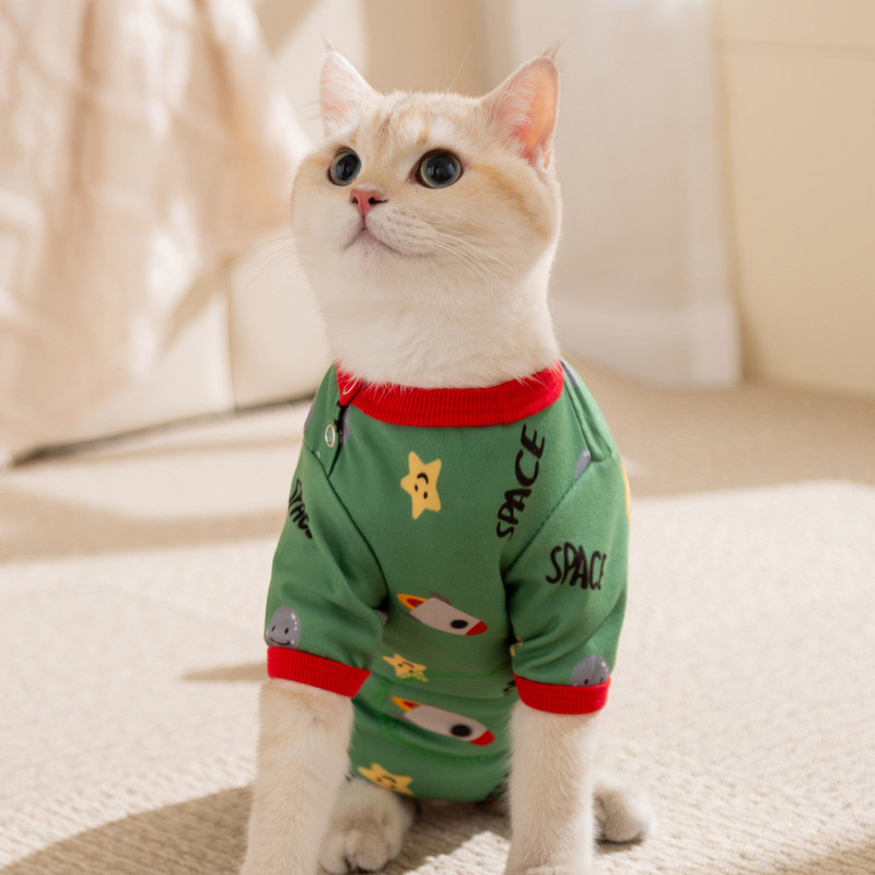 猫咪衣服秋冬季保暖护肚衣猫猫小猫绝育母猫宠物全包四脚狗狗睡衣|undefined