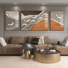 现代客厅九鱼图装饰画沙发背景墙挂画鹿寓意好大气高档抽象墙壁画