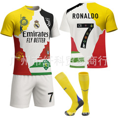 2526服スポーツtシャツレトロ男性ユニフォーム7号Cロワイヤル新记念版クラブサッカー服セット