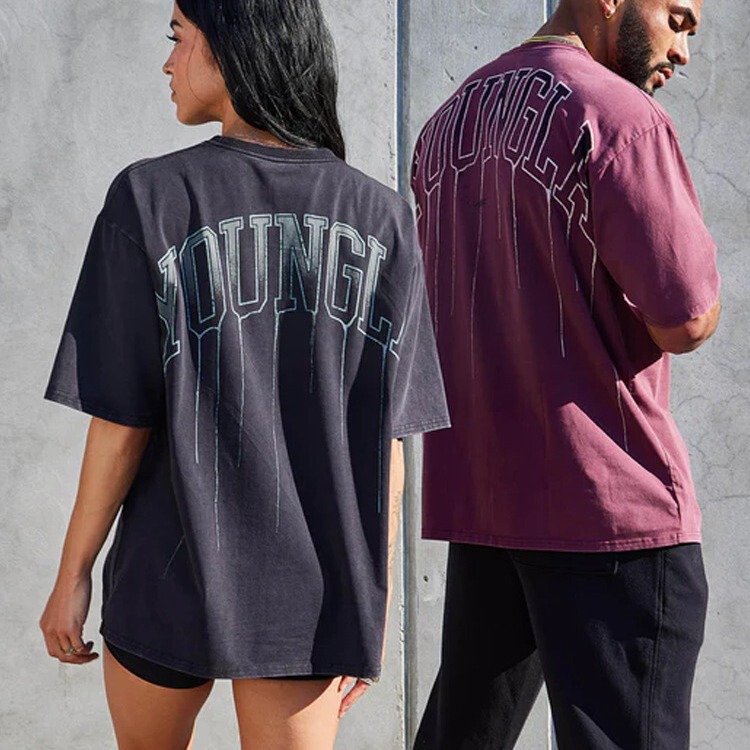 YOUNGLA Women's Oversized T-shirt Cotton Round Neck Loose Short Sleeve Casual All-match Gym Sports 240 Fabric YOUNGLA Women's Oversized T-shirt Cotton Round Neck Loose Short Sleeve Casual All-match Gym Sports 240 Fabric