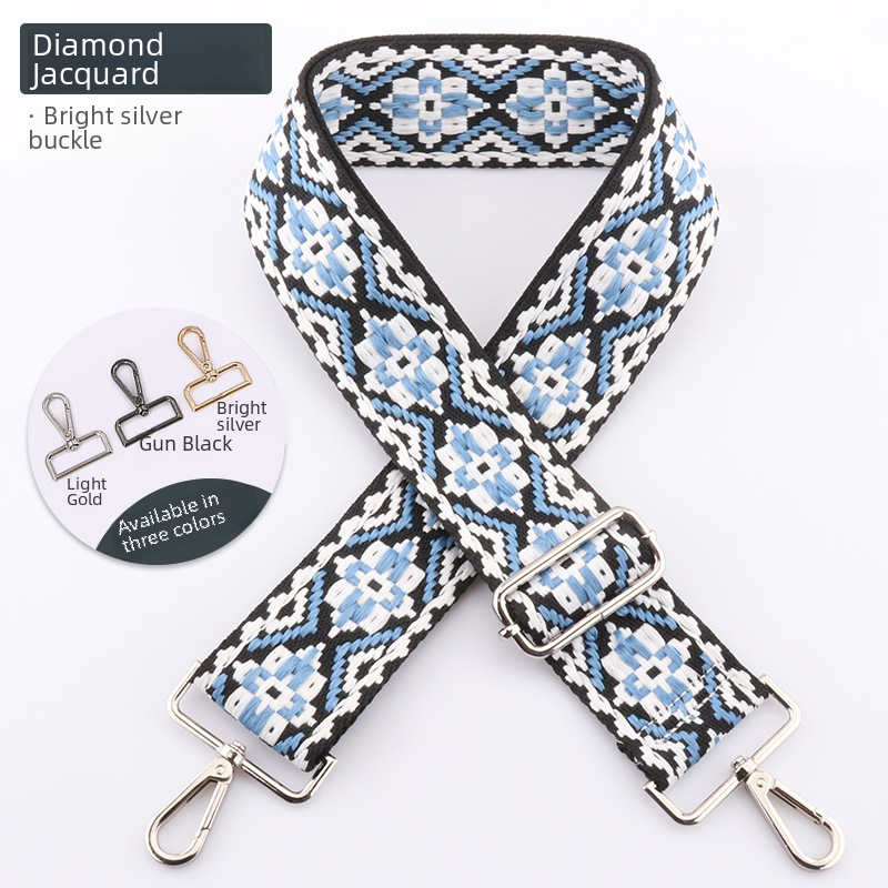 New Diamond Jacquard Bag Shoulder Strap Free Shipping Crossbody Adjustable Shoulder Strap Cross-Border 5cm Wide Shoulder Strap Bag Strap