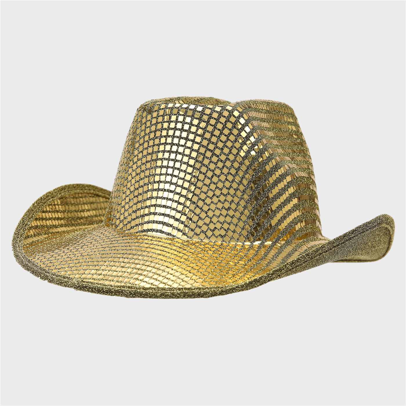 Western Cowboy Hat Men Women Stage Sequin Jazz Hat Wide Brim Novelty Funny Punk Style Festival Party