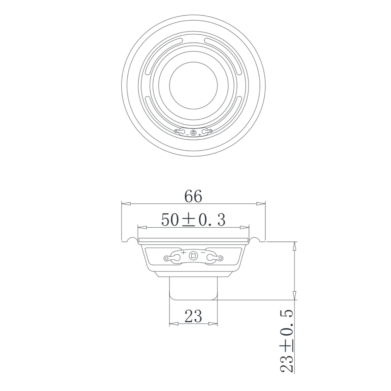 50mm2 pulgadas bocina impermeable magnética interna 4 5W doble imán 16 núcleo 66mm voladizo IPX7 altavoz magnético neodimio impermeable