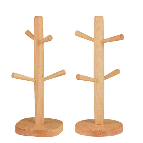 Japanese-style wooden cup holder creative beech four-claw cup storage rack upside-down drain rack mark water cup storage rack