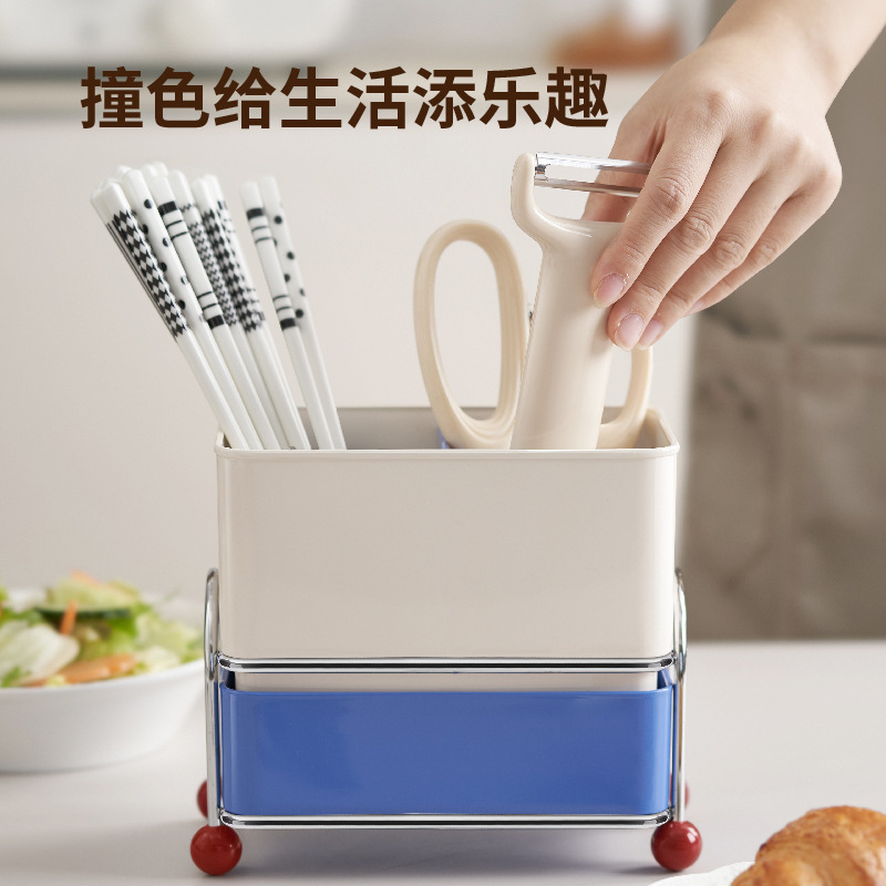 自主設計高級感ドーパミン分格金属箸籠キッチン箸筒水切り食器箱|undefined