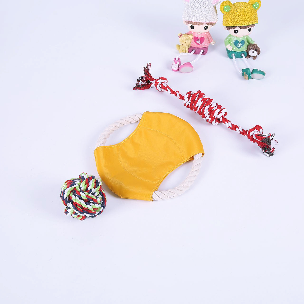 Los fabricantes suministran combinación de juguetes para mascotas, juego de 10 piezas, juguetes para mascotas tpr, juguetes molares de cuerda para perros Corgi